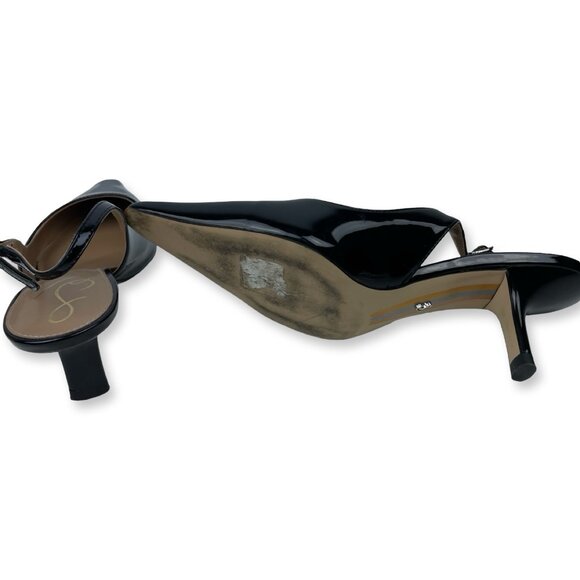 Sam Edelman Bianka Black Patent Slingback Kitten Heels (Sz 7) - Picture 8 of 11